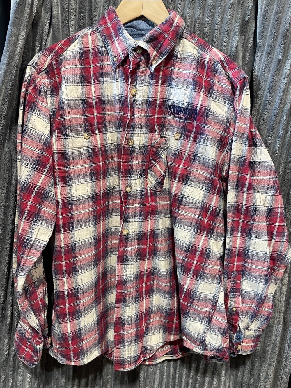 Collectible Skywalker Ranch Embroidered Red & Navy Plaid Shirt